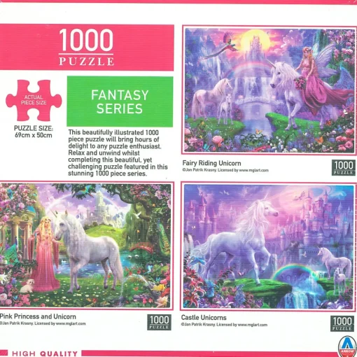 Arrow Puzzles - Fantasy Series - Pink Princess and Unicorn - 1000 Piec