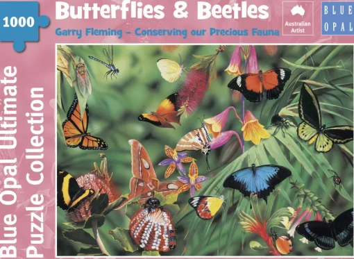 Blue Opal - Butterflies & Beetles by Garry Fleming Jigsaw Puzzle (1000