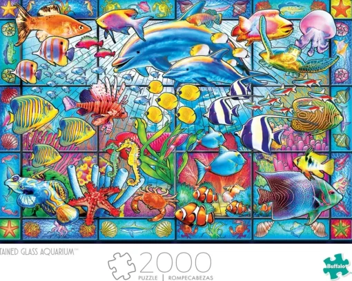 Buffalo Games - Stained Glass Aquarium - 2000 Piece Jigsaw Puzzle