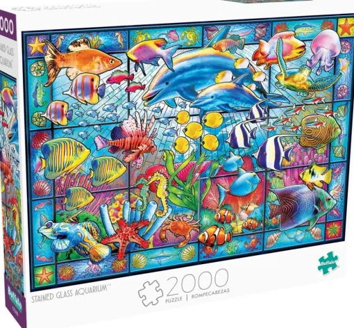 Buffalo Games - Stained Glass Aquarium - 2000 Piece Jigsaw Puzzle
