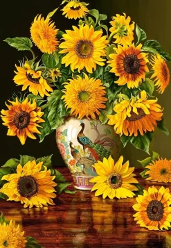 Castorland - Sunflowers in a Peacock Vase Jigsaw Puzzle (1000 Pieces)
