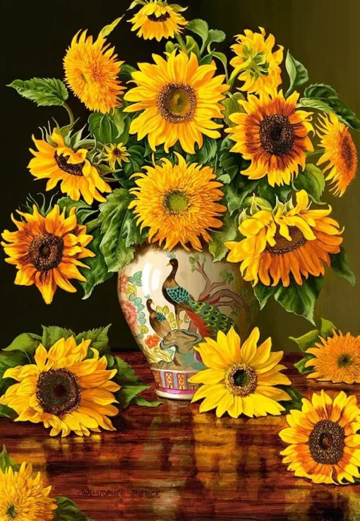 Castorland - Sunflowers in a Peacock Vase Jigsaw Puzzle (1000 Pieces)