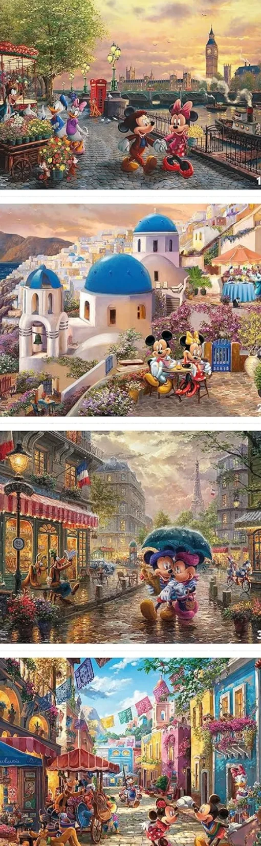 Ceaco - 4 in 1 Multipack - Disney - Mickey & Minnie by Thomas Kinkade