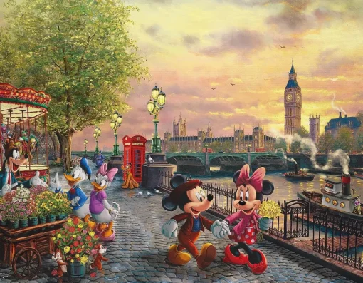 Ceaco - 4 in 1 Multipack - Disney - Mickey & Minnie by Thomas Kinkade