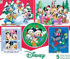 Ceaco - Disney 5 in 1 Multipack Puzzle Set, Disney Holiday Fun