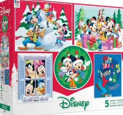 Ceaco - Disney 5 in 1 Multipack Puzzle Set, Disney Holiday Fun