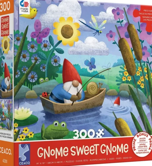 Ceaco - Gnome Sweet Gnome - Gone Fishing - XL by Tim Bowers Jigsaw Puz