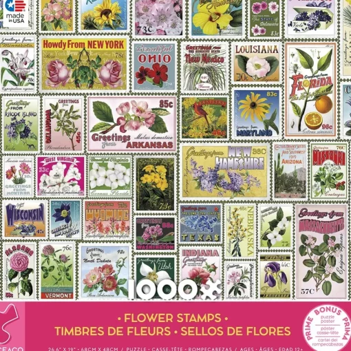 Ceaco - Stamps - Flowers Jigsaw Puzzle (1000 Pieces)