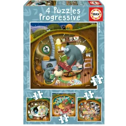 Educa - 4 Progressive Puzzles: Forest Tales 12+16+20+25pc Jigsaw Puzzl