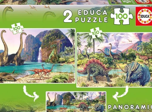 Educa - Dino World Puzzle 2x100 Pieces Jigsaw Puzzle (200 Pieces)