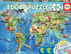 Educa - World Map Dinosaur Jigsaw Puzzle (150 Pieces)