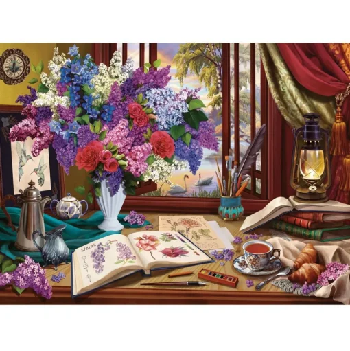 Holdson - Window Wonderland Lilacs Swans by Image World Jigsaw Puzzle