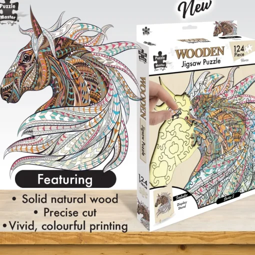 Puzzle Master - Horse Wooden Jigsaw Puzzle (124 Pieces)