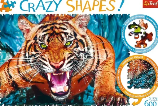 Trefl - Crazy Shapes! Facing A Tiger Jigsaw Puzzle (600 Pieces)
