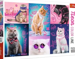 Trefl - Neon Colour Line Cats Jigsaw Puzzle (1000 Pieces)