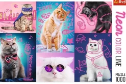 Trefl - Neon Colour Line Cats Jigsaw Puzzle (1000 Pieces)
