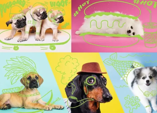 Trefl - Neon Colour Line Dogs Jigsaw Puzzle (1000 Pieces)